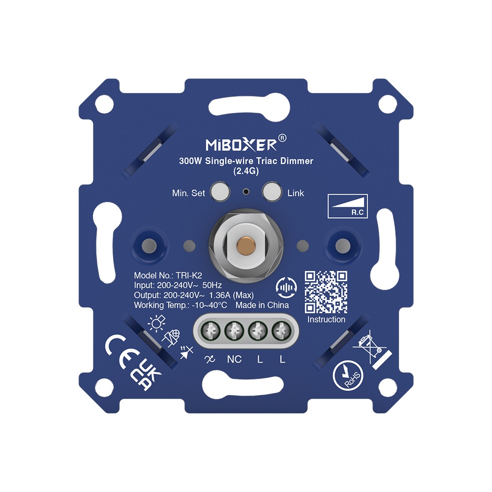 MiBoxer TRI-K2 Triac Dimmer 2,4 GHz für LED-Lampen ohne Neutralleiter