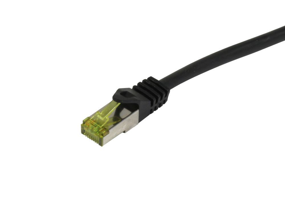 Patchkabel RJ45, CAT6A 500Mhz,20m, schwarz, S-STP(S/FTP), PUR Indoor/Outdoor/Indu  (UV/Water/oil/-resistant), AWG26, mit CAT7 Rohkabel, Synergy 21