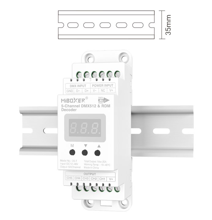 MiBoxer D5-T LED Controller DMX 5-Kanal für DIN-Schiene