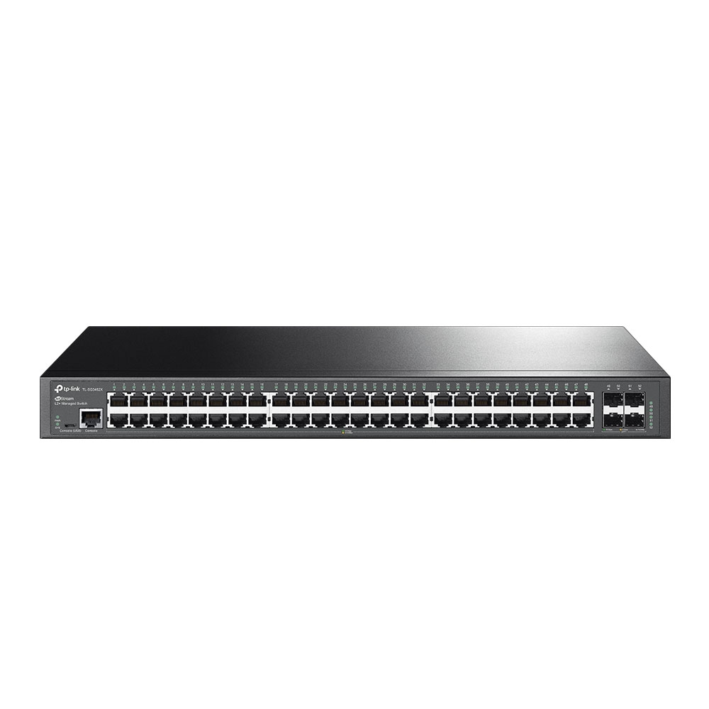 TP-Link Switch full managed Layer2+ 52 Port • 48x 1 GbE • 4x SFP+ • 19" • Lüfterlos, Omada • SG3452X TP-Link Switch full managed Layer2+ 52 Port • 48x 1 GbE • 4x SFP+ • 19" • Lüfterlos, Omada • SG3452X