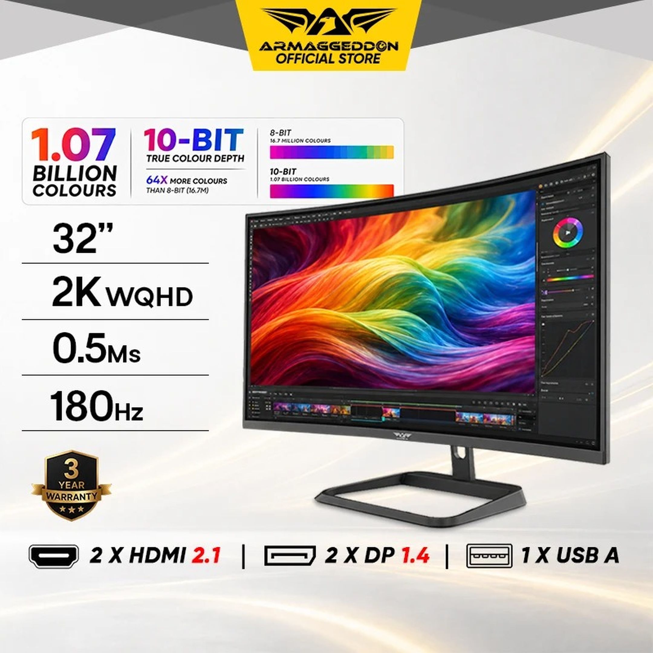 Armaggeddon Pixxel+ PXP32 PRO.G Curve Gaming Monitor (Black)