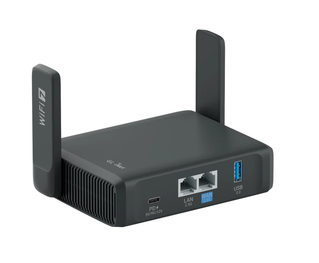 ALLNET Wireless Travel Router WIFI7 • BE3600 • 2.5GbE LAN/WAN • Pocket-sized Router for Home and Travel / WiFi Client "OpenWRT" Slate 7