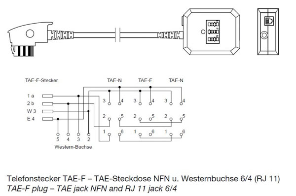 Kabel TK TAE-Adapter, TAE-F-Stecker/NFN-Buchse, Kabel TK TAE-Adapter, TAE-F-Stecker/NFN-Buchse,
