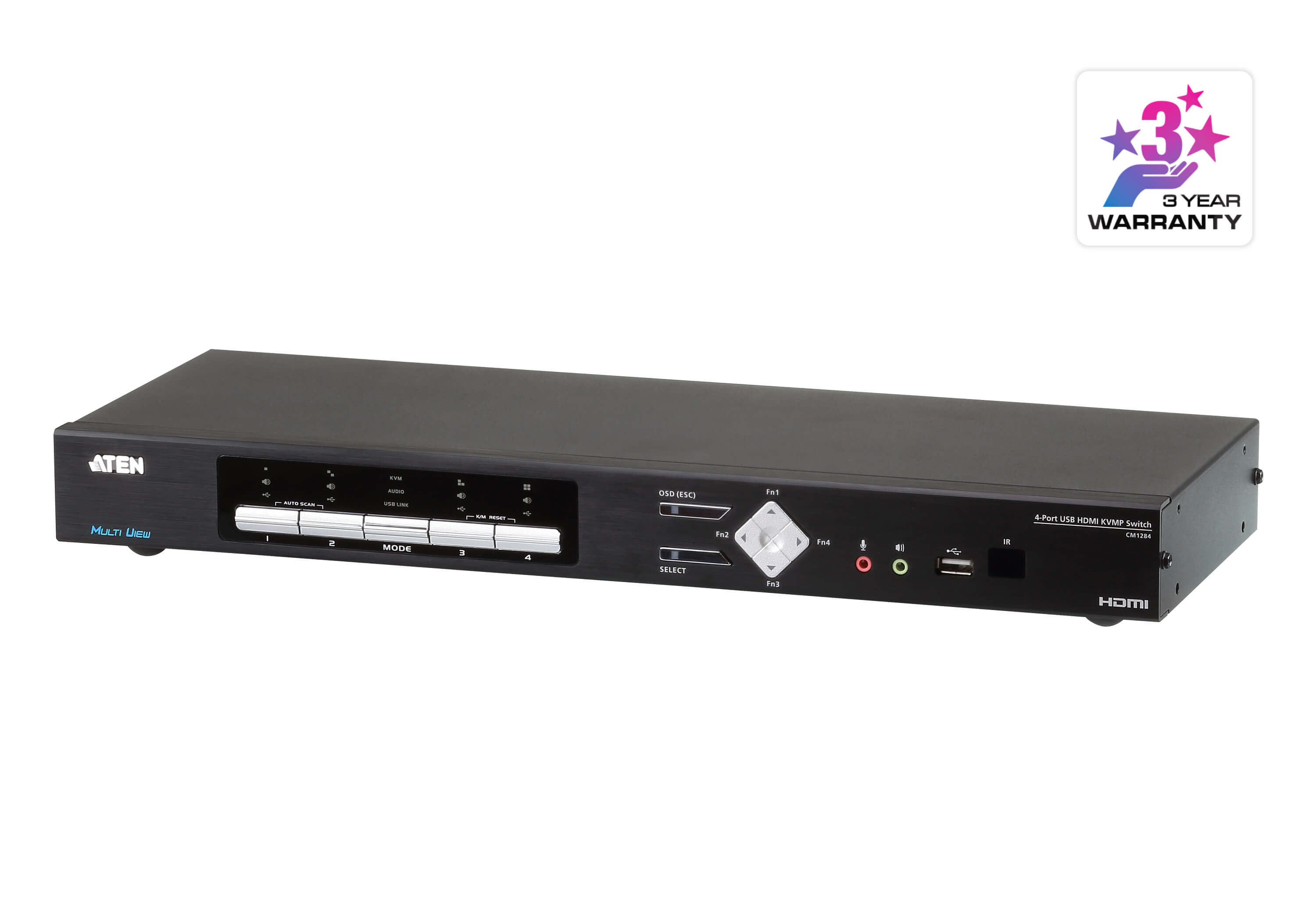 Aten KVM-Switch  4-f. Audio/USB/HDMI, 4K, Multi-View,