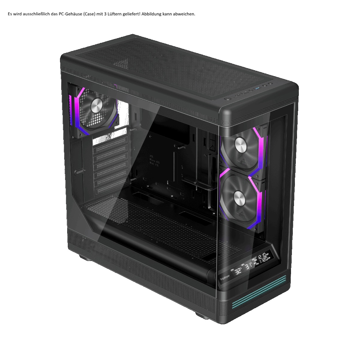 1stPlayer PC Gehäuse PB8 Schwarz mit 3 Lüftern