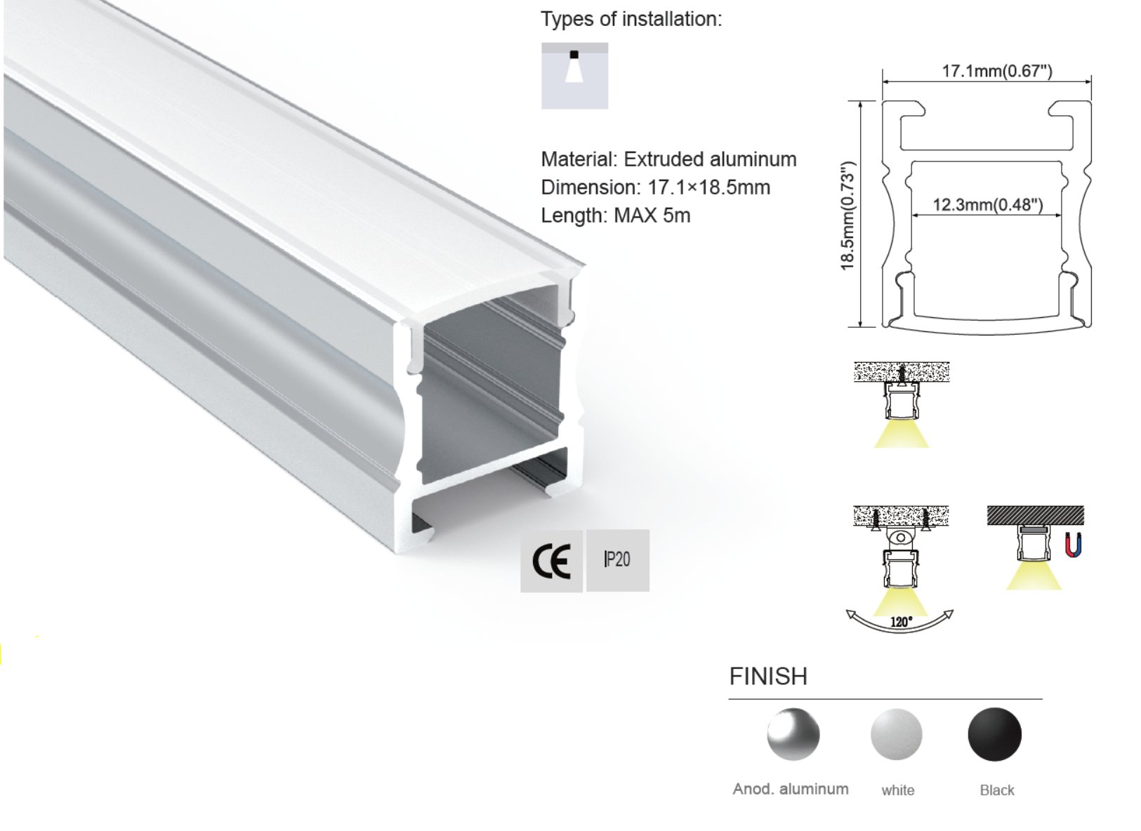 Synergy 21 LED U-Profil 200cm, ALU146 S