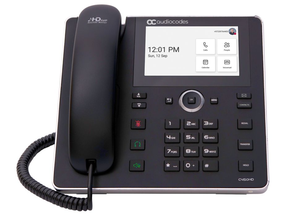 C450HD IP Phone - PoE, Gigabit Ethernet, Black