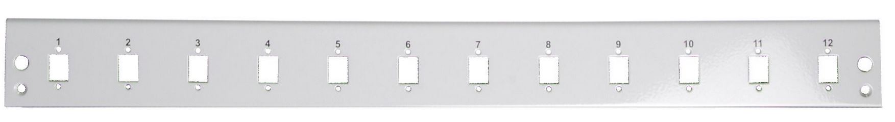 LWL-Patchpanel, zbh. Frontblende SC Simplex/E2000® Simplex/MTRJ/LC Duplex 12x, ohne Kupplungen, grau,