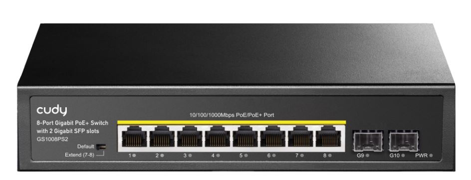 Cudy GS1008PS2 network switch Unmanaged Gigabit Ethernet (10/100/1000) Power over Ethernet (PoE) Black