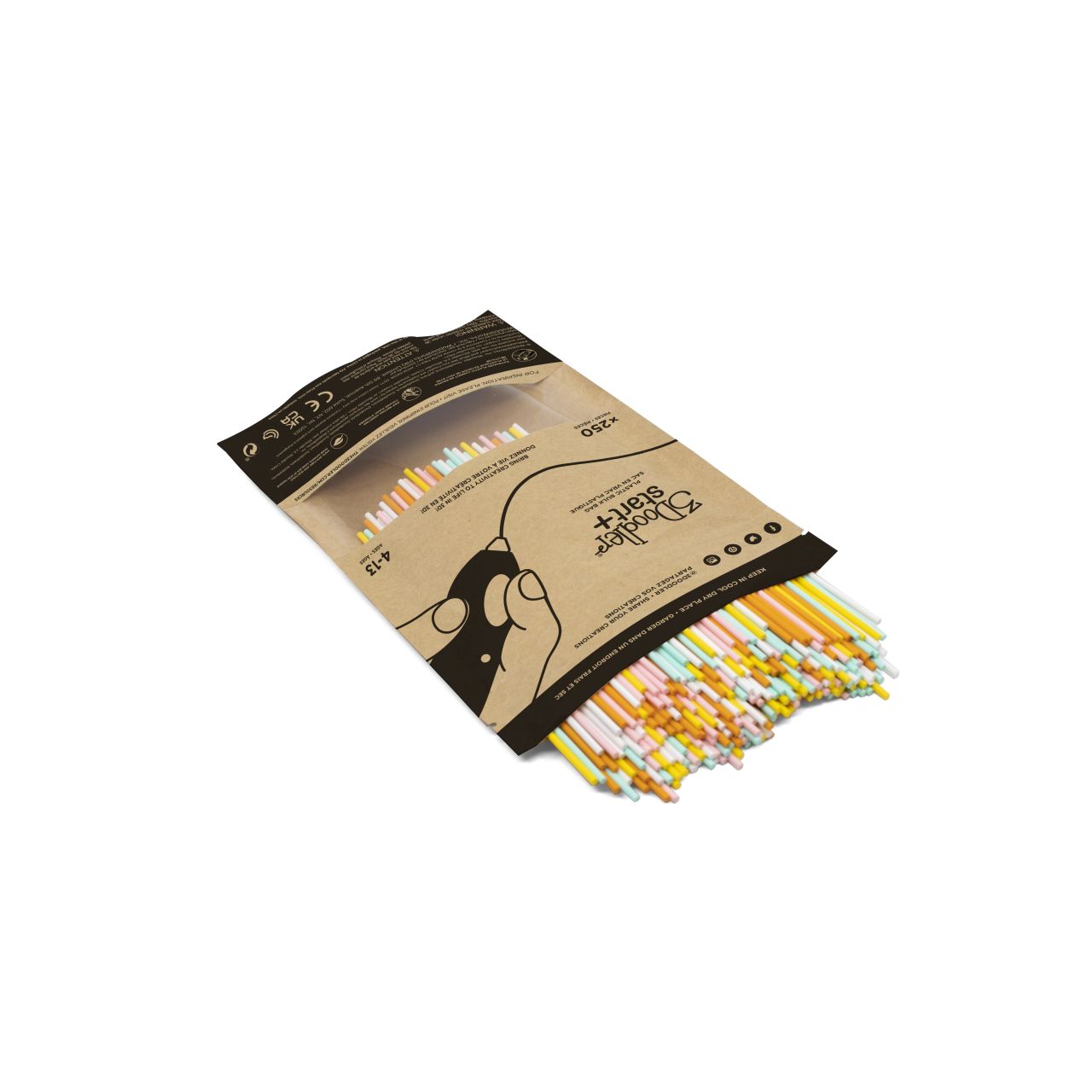 3Doodler Start Eco Plastic - Fire and Ice Mixed Bag 250 Compostable plastic Orange, Turquoise, White, Yellow 1 g