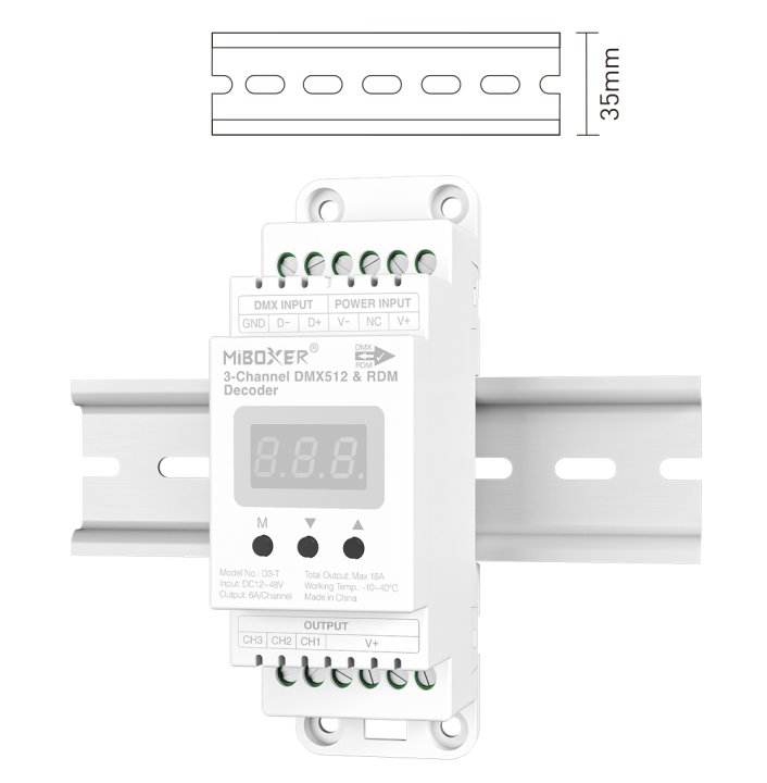 Miboxer Hutschiene DMX 3-Kanal LED Controller DMX-Serie