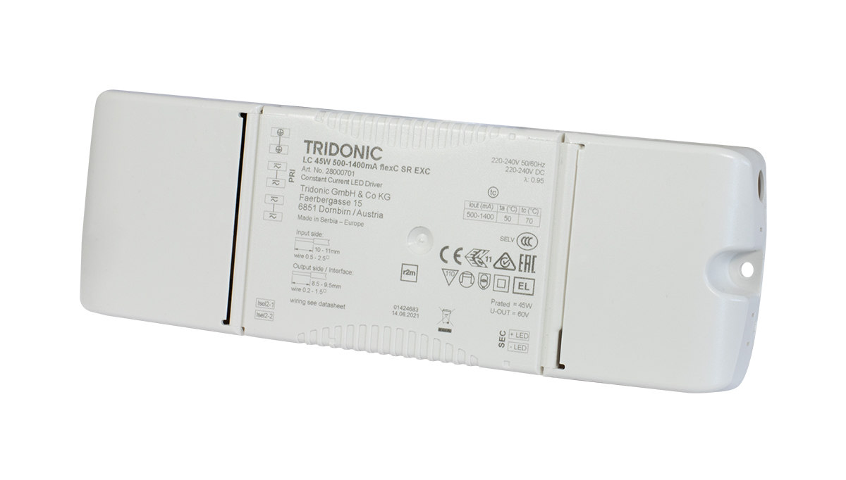 Tridonic Power Supply LC 45W 500-1400mA FlexC SR EXC