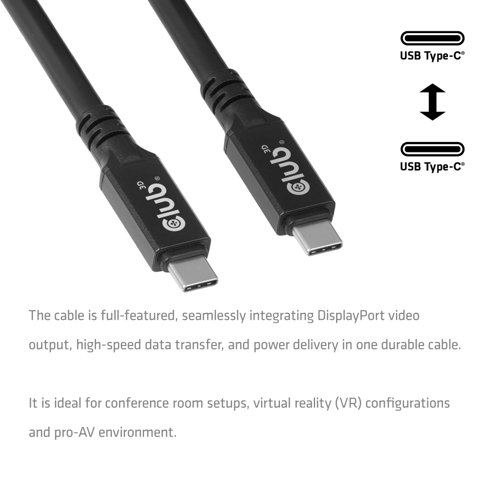 Kabel USB 4.0 C (St) => C (St)  9,0m *Club3D* - *schwarz*