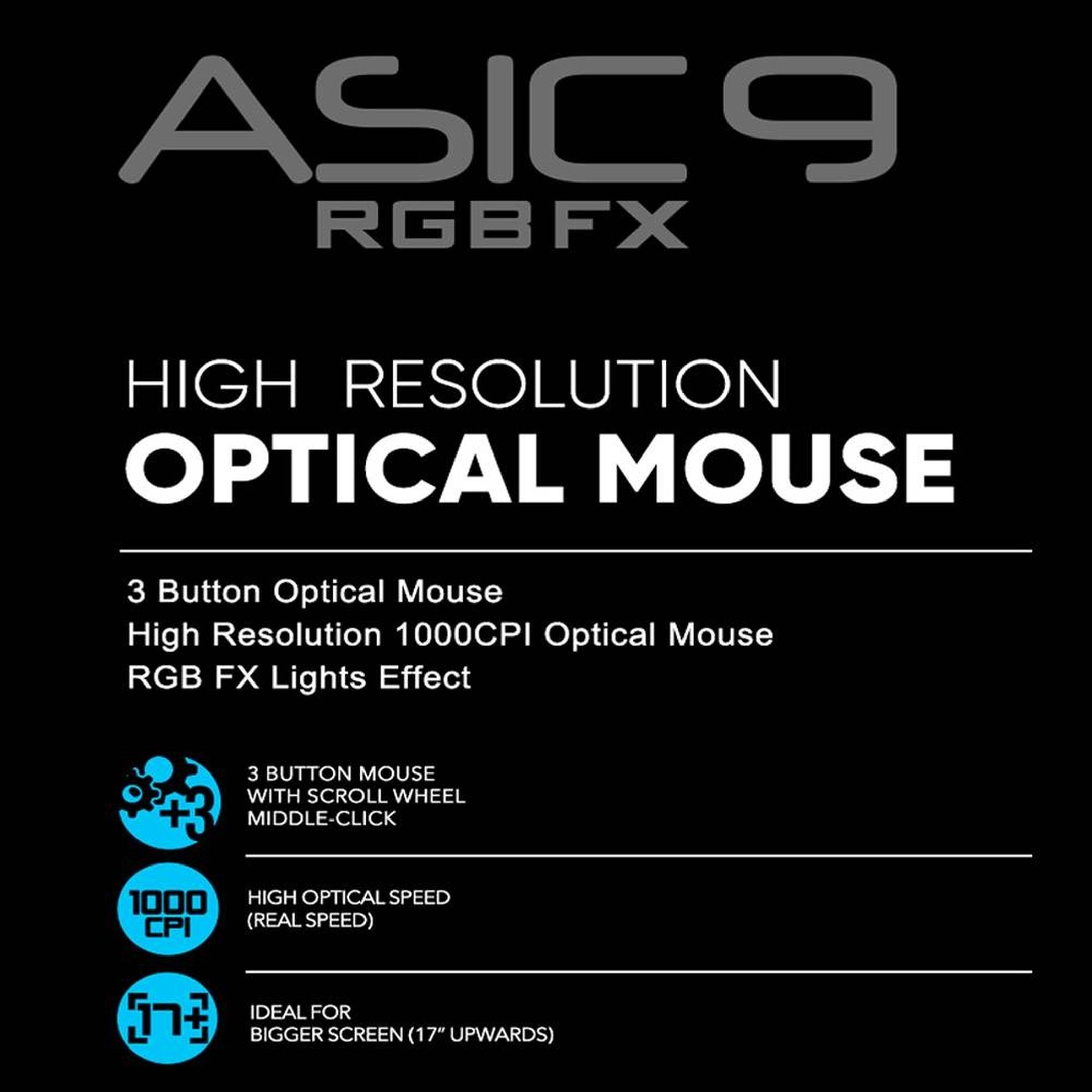 Alcatroz ASIC 9 RGB Hi-Definition USB Wired Mouse