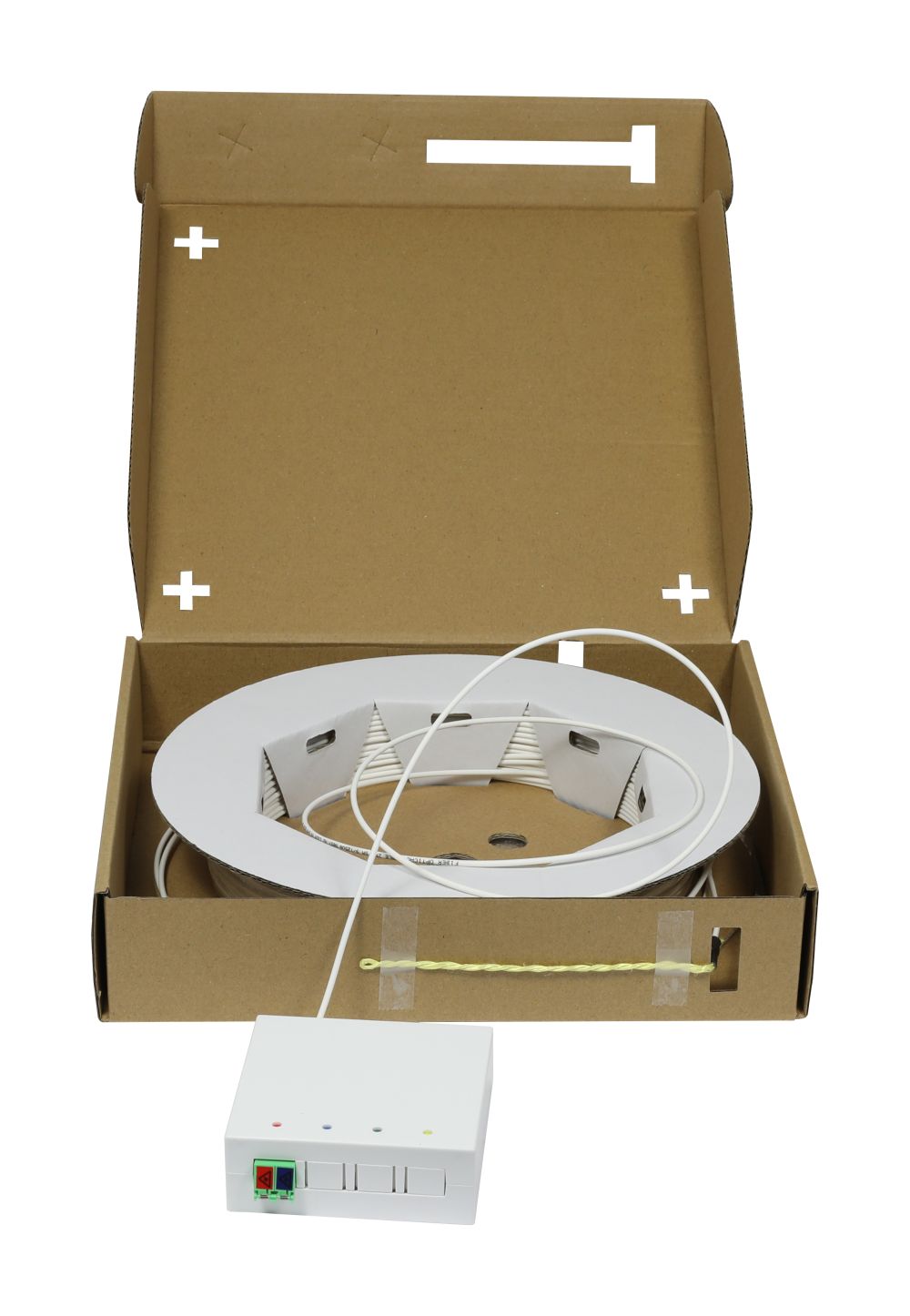 LWL-FTTH Compact Box vorkonfektioniert,  2xLC/APC -> open End, 60m,  9/125u, G.657.A2, 2-Faser, OD=2.2mm, Synergy 21