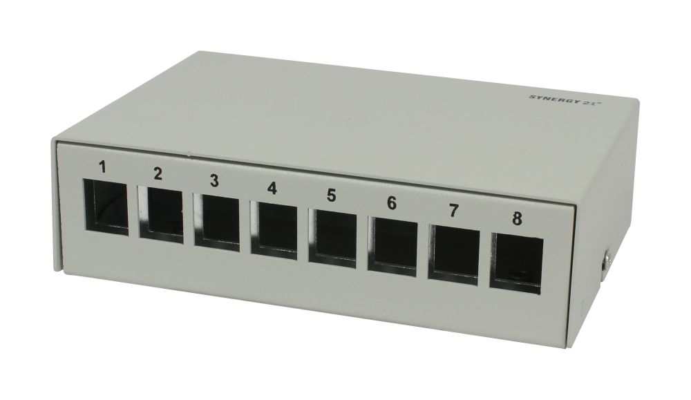 Keystone, Modulträger, Patchpanel für  8x TP-Modul, Aufputz, Metall, Lichtgrau, Synergy 21, Keystone, Modulträger, Patchpanel für  8x TP-Modul, Aufputz, Metall, Lichtgrau, Synergy 21,