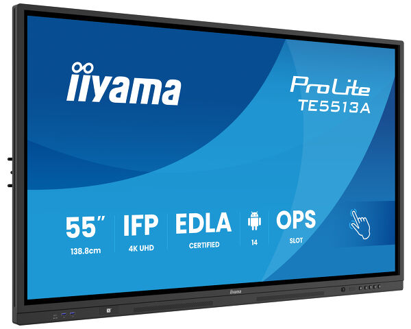 iiyama TE5513A-B1AG Signage Display Interactive flat panel 138.7 cm (54.6") Wi-Fi 500 cd/m² 4K Ultra HD Black Touchscreen Built-in processor Android 18/7