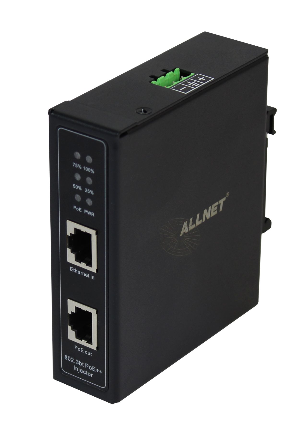 ALLNET PoE Injektor Industrial Gigabit / PoE BT (15,4W/30W/90W) / DIN / Metallgehäuse / "ALL-PI2014-I-BT90"