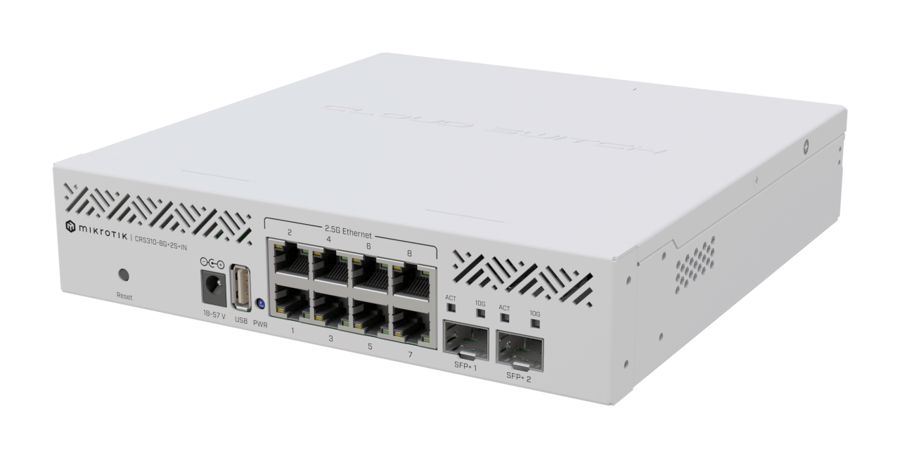Mikrotik CRS310-8G+2S+IN: L3 Smart Switch Managed 2.5G Ethernet (100/1000/2500) 1U White