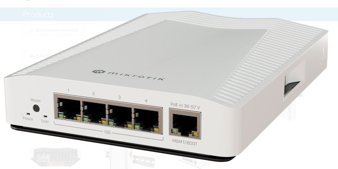 Mikrotik CRS304-4XG-IN network switch 10G Ethernet (100/1000/10000) Power over Ethernet (PoE) White