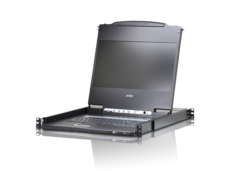Aten TFT-Schublade,19" 1HE,incl.TFT 17,3",Black, Deutsch, VGA/DVI/HDMI,