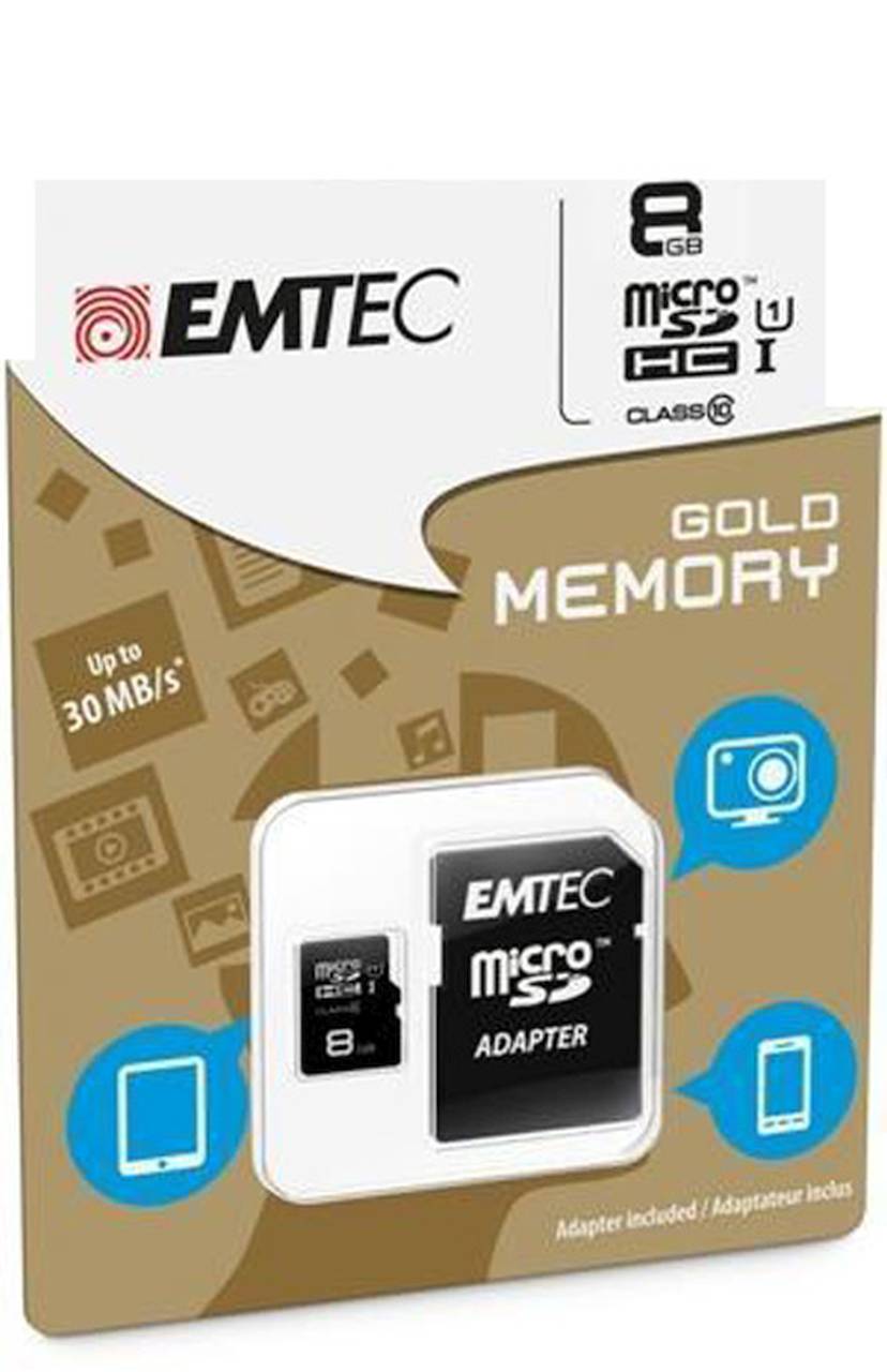 Flash SecureDigitalCard (SD)   8GB *EMTEC* microSDHC Class10 UHS-I 85mb/s Flash SecureDigitalCard (SD)   8GB *EMTEC* microSDHC Class10 UHS-I 85mb/s