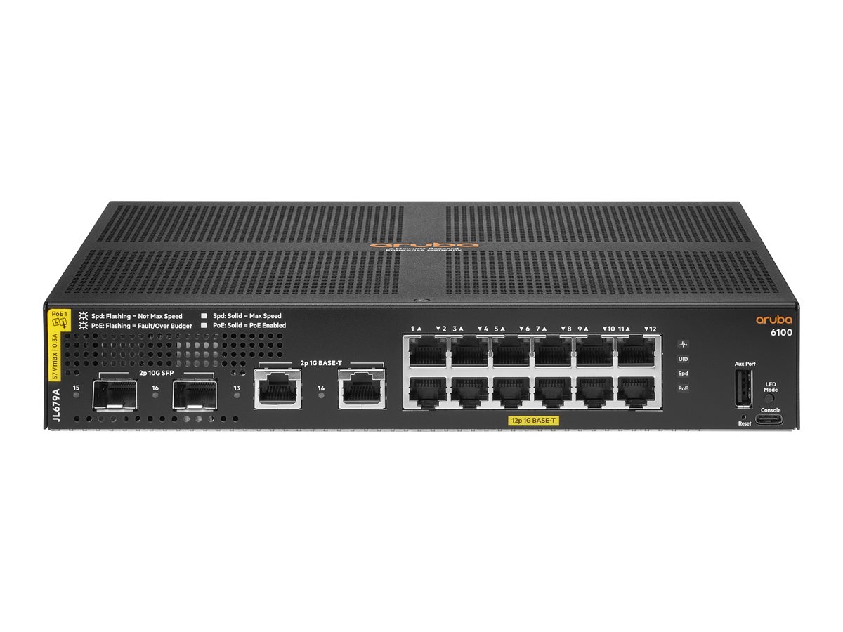 HPE Aruba Networking CX 6100 12G Class4 PoE 2G/2SFP+ 139W Switch