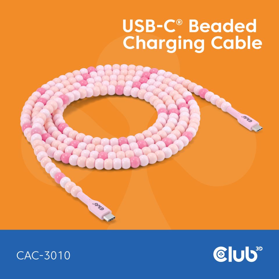 CLUB3D USB-C® Beaded Cable Pink