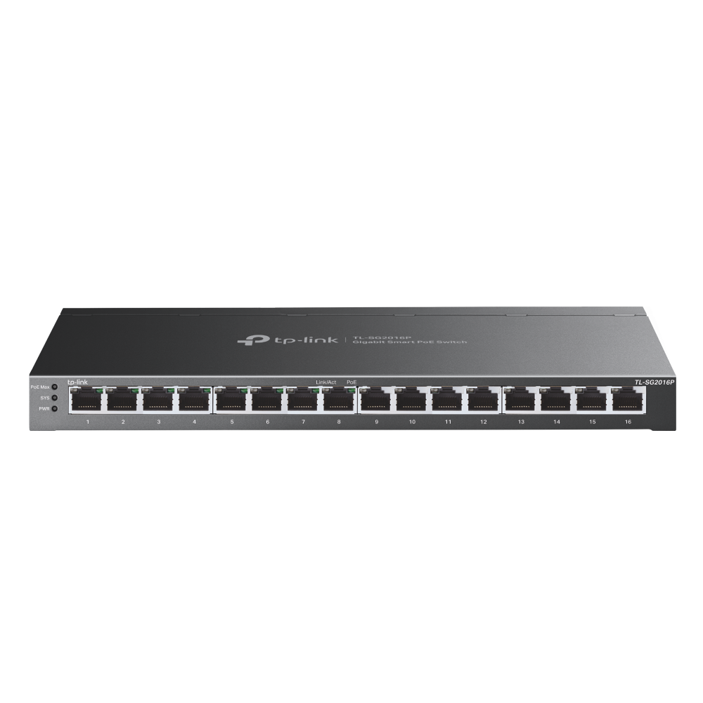 TP-Link Switch full managed Layer2 16 Port • 16x 1 GbE • PoE Budget 120 Watt • 8x PoE at • 8x 1 GbE • Omada • SG2016P TP-Link Switch full managed Layer2 16 Port • 16x 1 GbE • PoE Budget 120 Watt • 8x PoE at • 8x 1 GbE • Omada • SG2016P