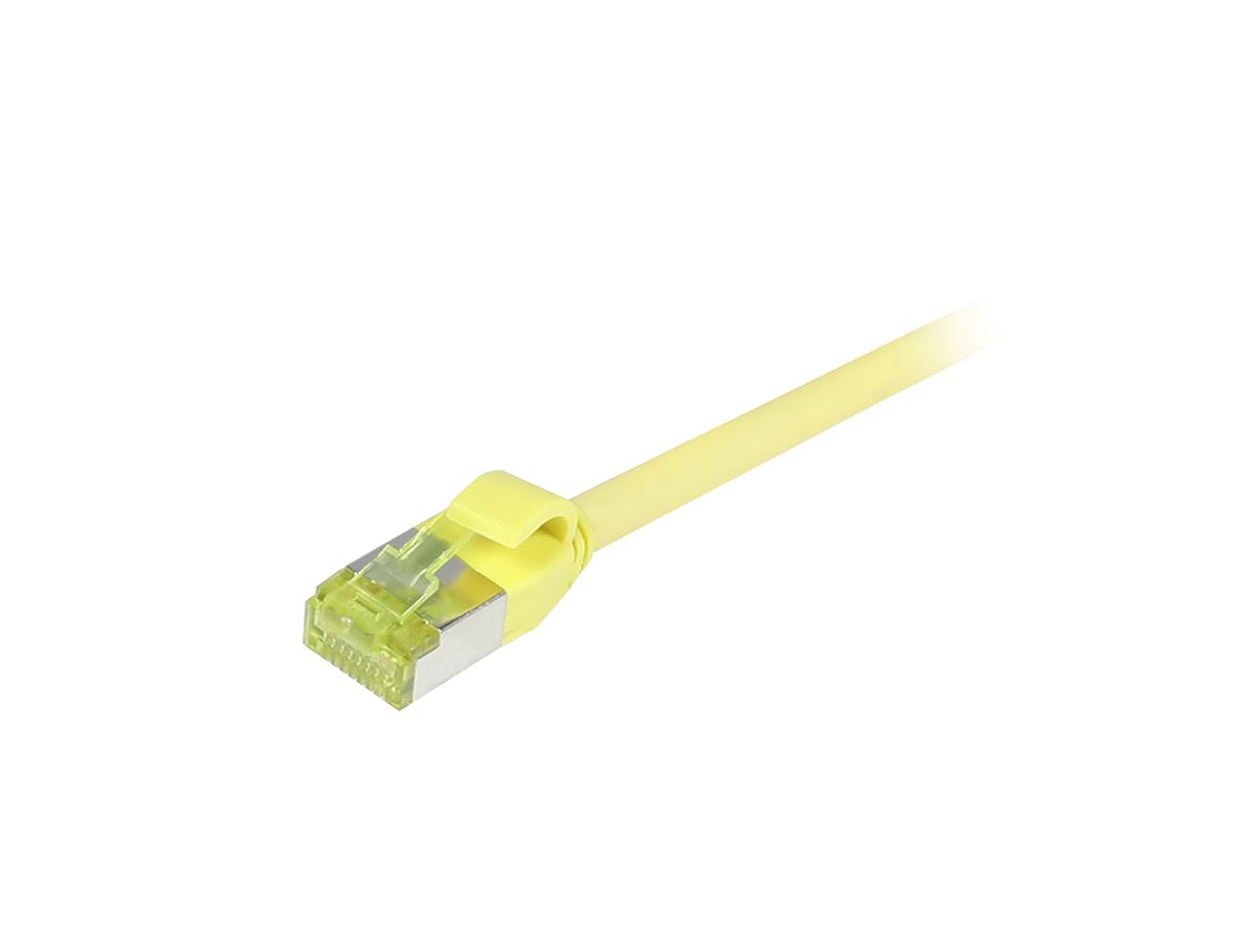 Synergy21 Patchkabel RJ45, CAT6A 500Mhz, 0,5m, Gelb, S-STP(S/FTP), Slimline Rund D 4,5mm, TPE/LSZH(Superflex), AWG28, Mit CAT7 Rohkabel