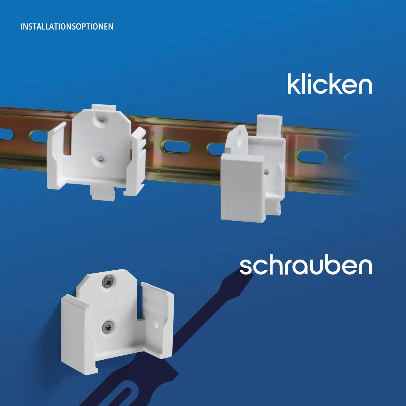 Shelly Zubehör / 3-in-1 Montage Hutschienen-Halterung für Shelly Plus, Gen3 & Gen4 Serie