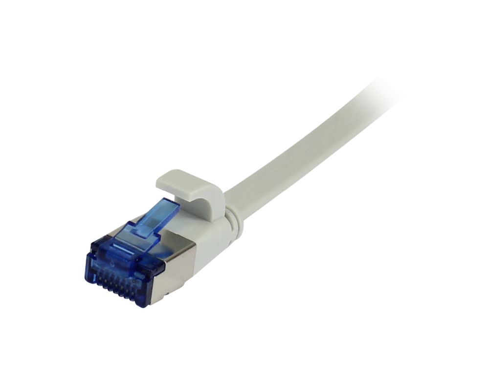 Patchkabel RJ45, CAT6A 500Mhz,  0.15m, grau, U/FTP, flach, TPE(Superflex), AWG32, Synergy 21