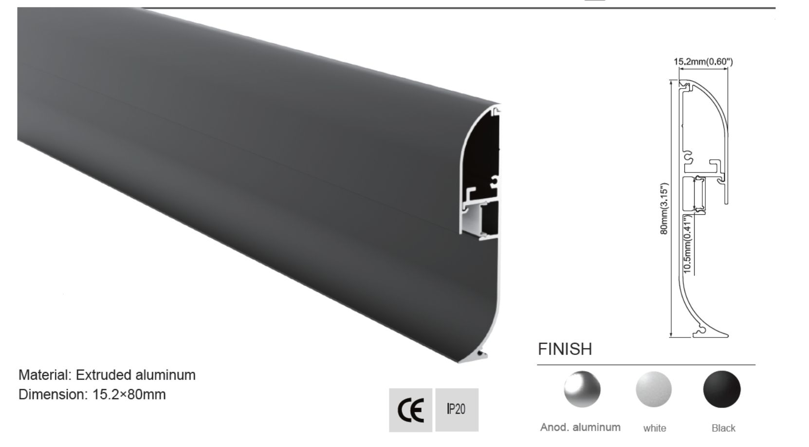 Synergy 21 LED U-Profil 200cm, ALU1580, White , FußBoden/Sockelleiste