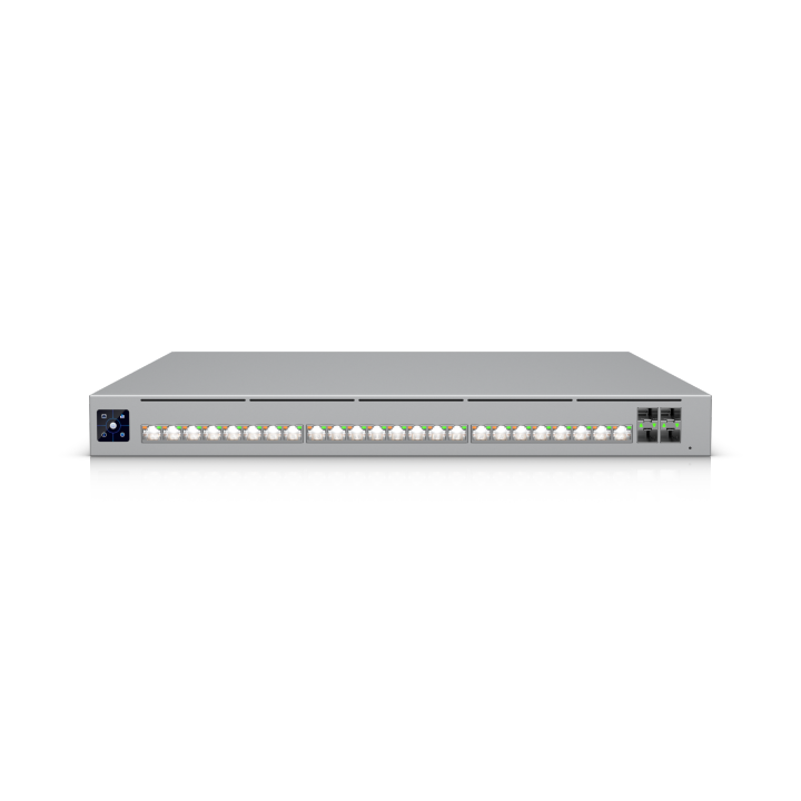 Ubiquiti Switch full managed Layer3 28 Port • Stacking • 16x 10GbE • 8x 2,5GbE • PoE Budget 1050W • 24x PoE bt • 4x SFP28  • 19" • UniFi • ECS-24S-PoE