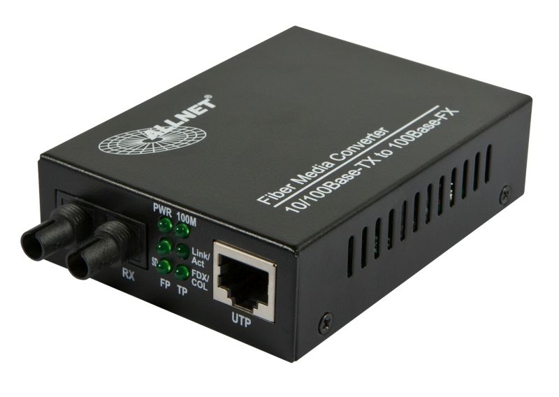 ALLNET Medienkonverter 10/100BASE-TX auf 100BASE-FX Multimode ST Anschluss "ALL-MC107-ST-MM"