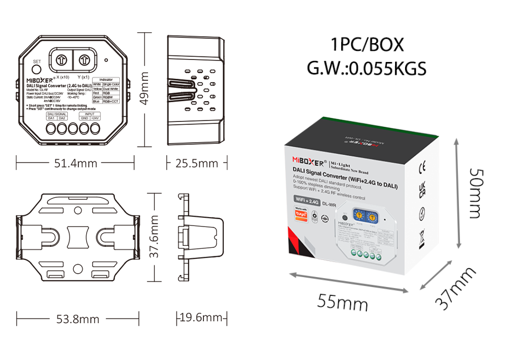 MiBoxer DL-WR DALI Signalwandler WiFi + 2,4GHz zu DALI