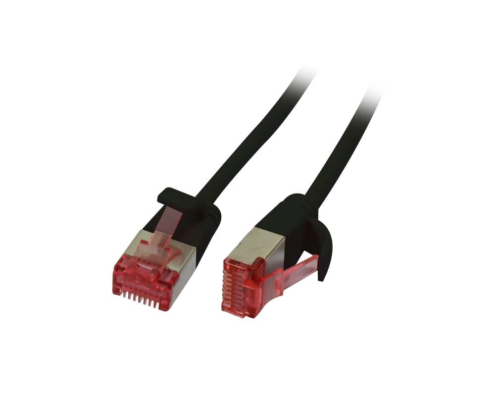 Patchkabel RJ45, CAT6 250Mhz,  0.15m schwarz, U/FTP, slimline rund d=3,6mm, Synergy 21
