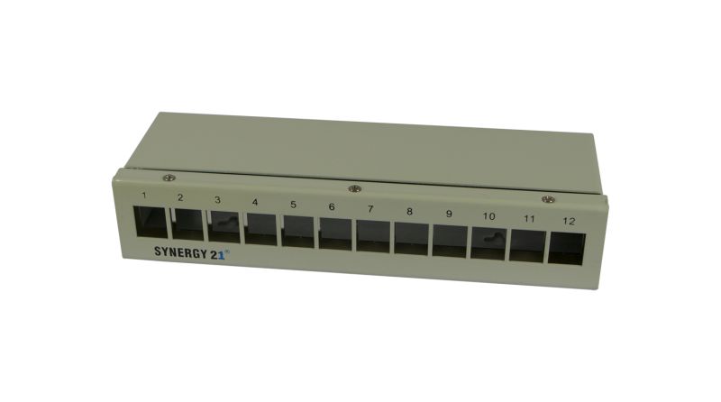 Keystone, Modulträger, Patchpanel für 12x TP-Modul, Aufputz, Metall, Lichtgrau, Synergy 21, Keystone, Modulträger, Patchpanel für 12x TP-Modul, Aufputz, Metall, Lichtgrau, Synergy 21,
