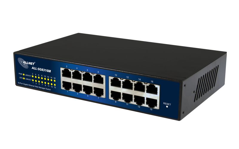 ALLNET Switch smart managed 16 Port Gigabit / 16x LAN / Lüfterlos / 19" & 10"/ "ALL-SG8316M" ALLNET Switch smart managed 16 Port Gigabit / 16x LAN / Lüfterlos / 19" & 10"/ "ALL-SG8316M"