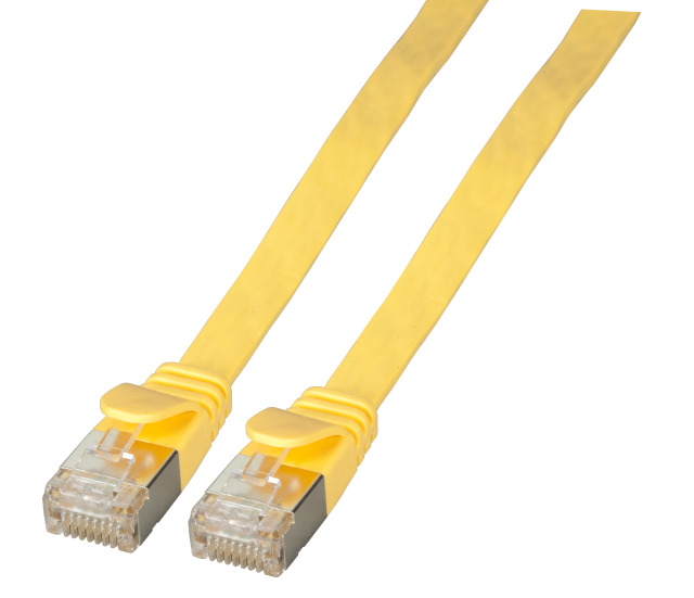 Patchkabel RJ45, CAT6A 500Mhz, 0.25m, Gelb U/FTP Flach