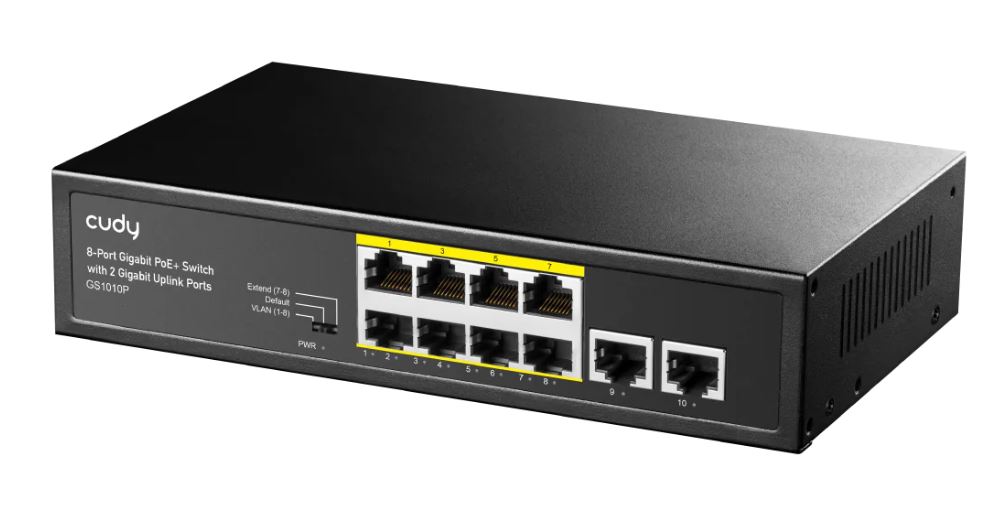 Cudy GS1010P network switch Gigabit Ethernet (10/100/1000) Power over Ethernet (PoE) Desktop/Wall-Mounting Black