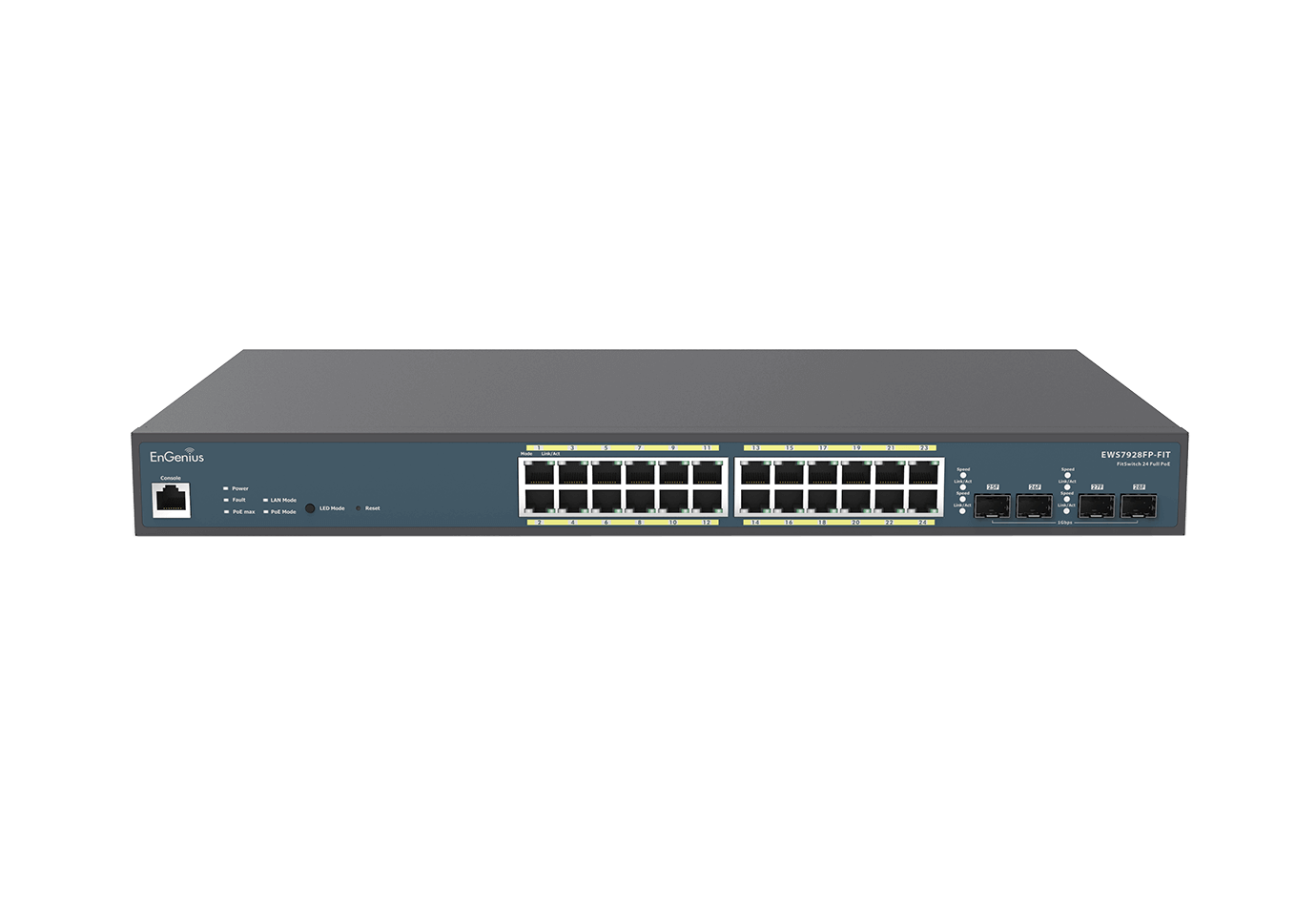 EnGenius Switch 24-port GbE PoE.af/at(+) 410W 4xSFP L2 19i