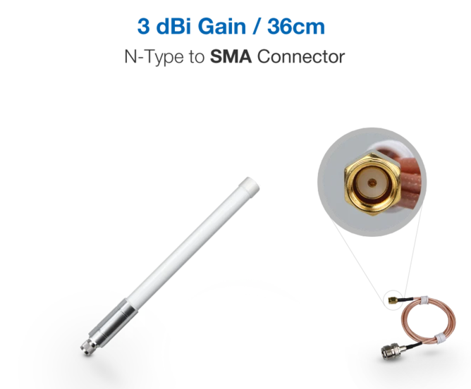 RAK Wireless · LoRa · Accessories · Fiber Glass Antenna Peak Gain 3dbi Transmission range is further, LoRa Gateway Antenna with 868MHz