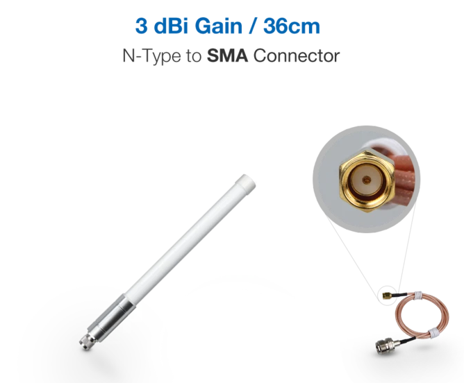 RAK Wireless · LoRa · Accessories · Fiber Glass Antenna Peak Gain 3dbi Transmission range is further, LoRa Gateway Antenna with 868MHz RAK Wireless · LoRa · Accessories · Fiber Glass Antenna Peak Gain 3dbi Transmission range is further, LoRa Gateway Antenna with 868MHz