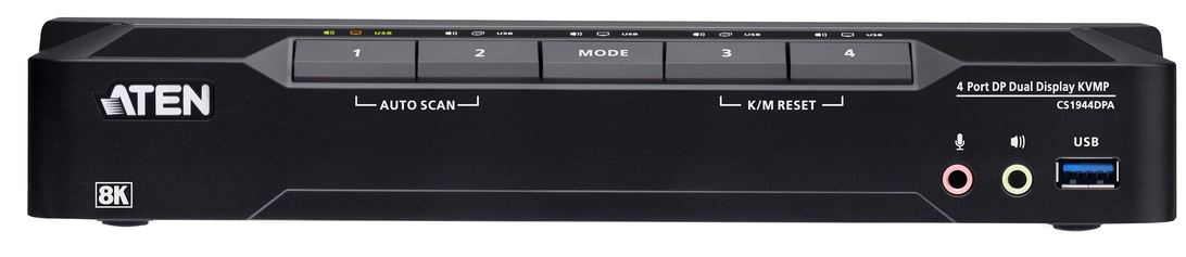 Aten KVM-Switch  4-fach Audio/DP(Displayport)/USB 3.0, 8K, Dual Display,