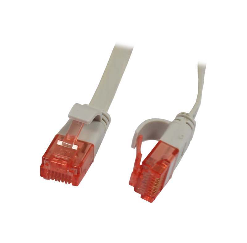 Patchkabel RJ45, CAT6 250Mhz, 1.0m grau, UTP(U/UTP), PVC, Flach, Synergy 21,