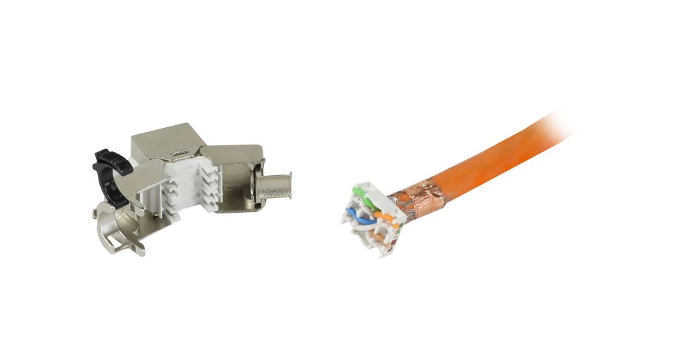 Dosen TP,UP,1-fach(Eckiger Außenrahmen),CAT6A, Keystone Slim-line mit Kabelklemme, Reinweiss, Synergy 21,