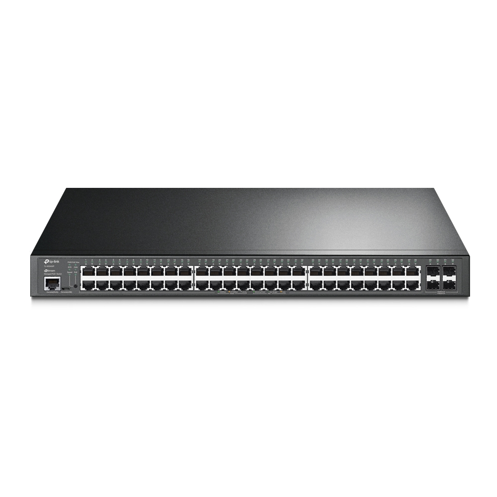 TP-Link Switch full managed Layer2+ 52 Port • 48x 1 GbE • 4x SFP • PoE Budget 384 Watt • 48x PoE at • 4x SFP • 19” • Omada • SG3452P