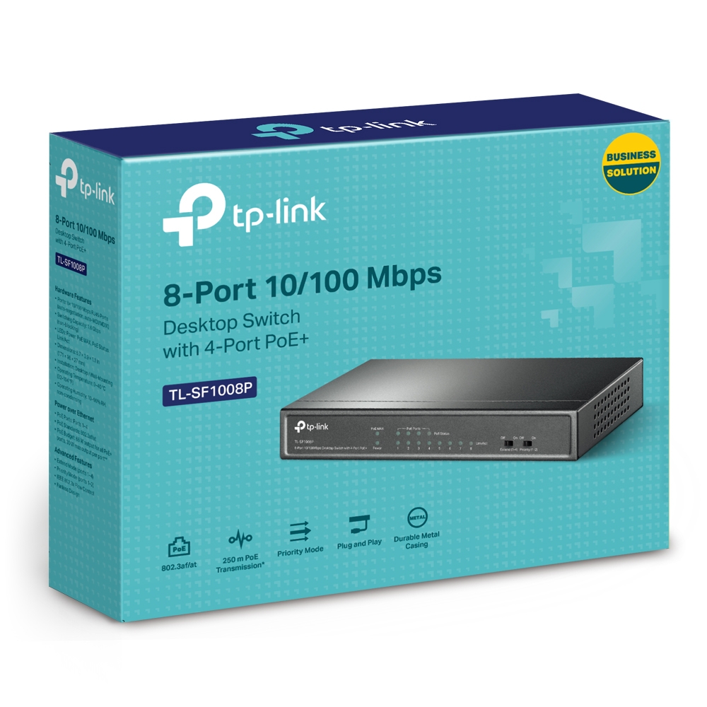 TP-Link - TL-SF1008P - 8-Port 10/100 Mbps Desktop Switch with 4-Port P