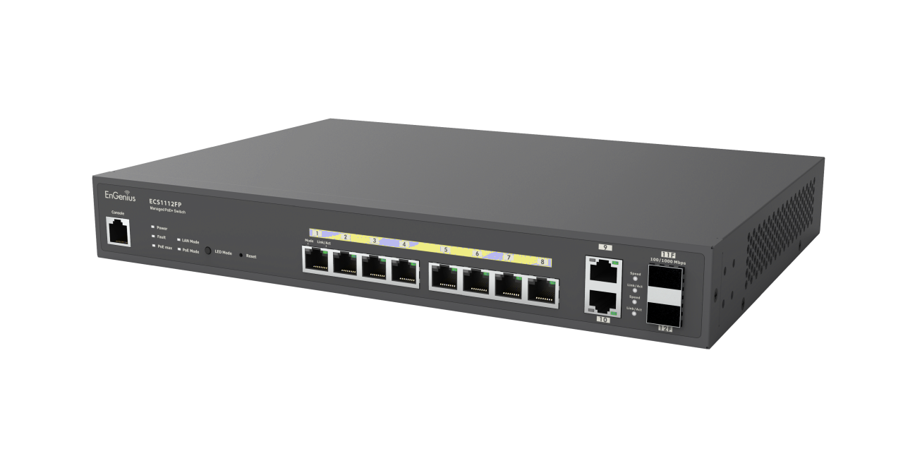 EnGenius Cloud Managed Switch 8-port GbE PoE.af/at(+) 130W 2xGbE 2xSFP L2+ 13i
